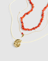 Three-Pack Puka Shell Necklace Set ENAMEL RED