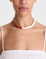 Semiprecious Puka Shell Beaded Choker Necklace ANTIQUE GOLD