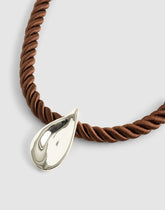 Droplet Pendant Cord Necklace WARM SILVER