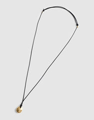 Sculptural Pendant Leather Necklace ANTIQUE GOLD