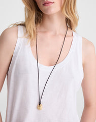 Sculptural Pendant Leather Necklace ANTIQUE GOLD