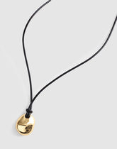 Sculptural Pendant Leather Necklace ANTIQUE GOLD