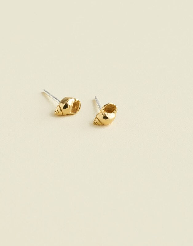 Demi-Fine Shell Stud Earrings 14K GOLD