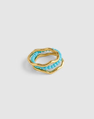 Semiprecious Wavy Stacking Ring Set TURQUOISE MULTI