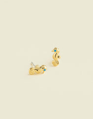 Demi-Fine Seahorse Stud Earrings 14K GOLD