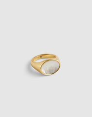 Mother-of-Pearl Signet Ring ANTIQUE GOLD