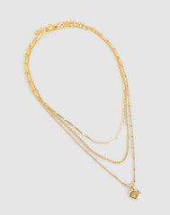 Three-Pack Sand Dollar Necklace Set ANTIQUE GOLD