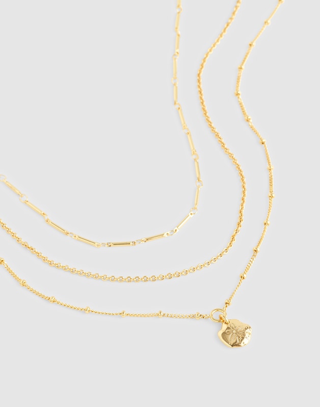 Three-Pack Sand Dollar Necklace Set ANTIQUE GOLD