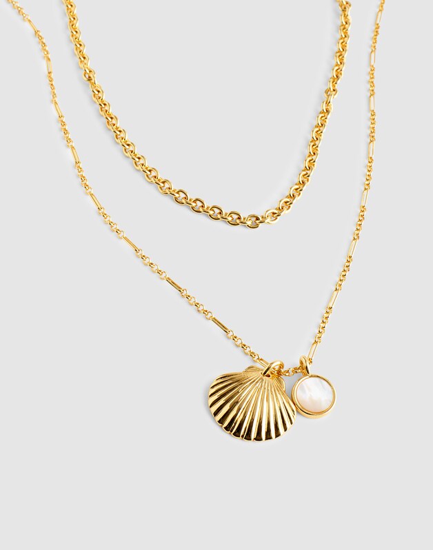 Two-Pack Mother-of-Pearl Necklace Set ANTIQUE GOLD