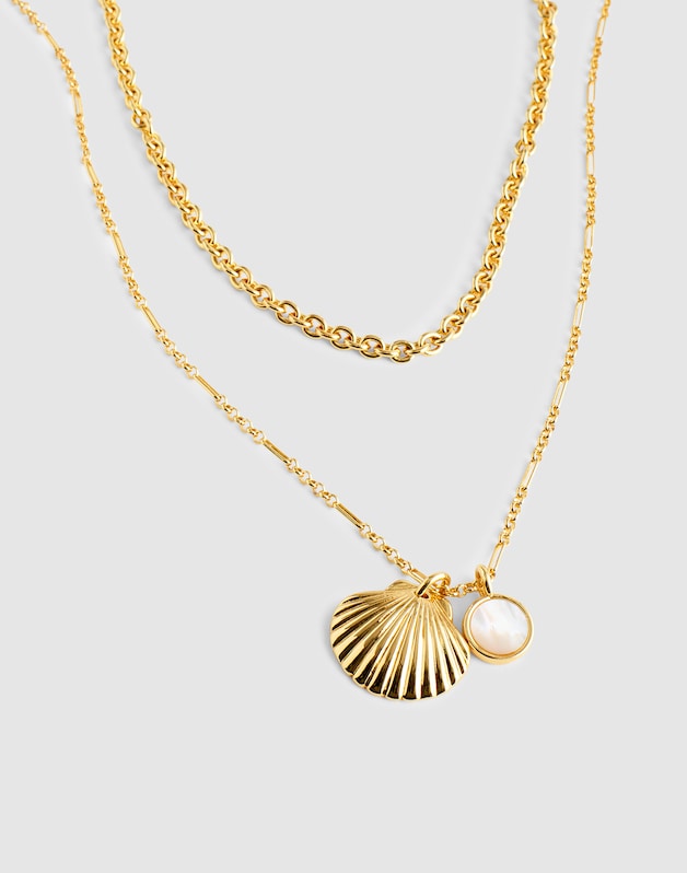 Two-Pack Mother-of-Pearl Necklace Set ANTIQUE GOLD
