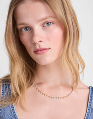 Enamel Chain Choker Necklace TURQUOISE MULTI