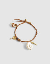 Semiprecious Leather Charm Anklet HOT COFFEE