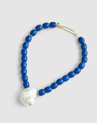 Shell Oversized Beaded Choker Necklace LAPIS