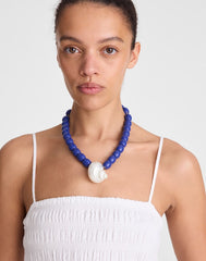 Shell Oversized Beaded Choker Necklace LAPIS