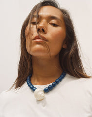 Shell Oversized Beaded Choker Necklace LAPIS
