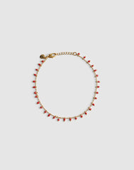 Enamel Chain Anklet VARSITY RED