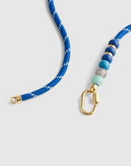 Semiprecious Beaded Carabiner Paracord Necklace RETRO BLUE