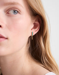 Demi-Fine Bezel Set Turquoise Chain Stud Earrings TURQUOISE MULTI