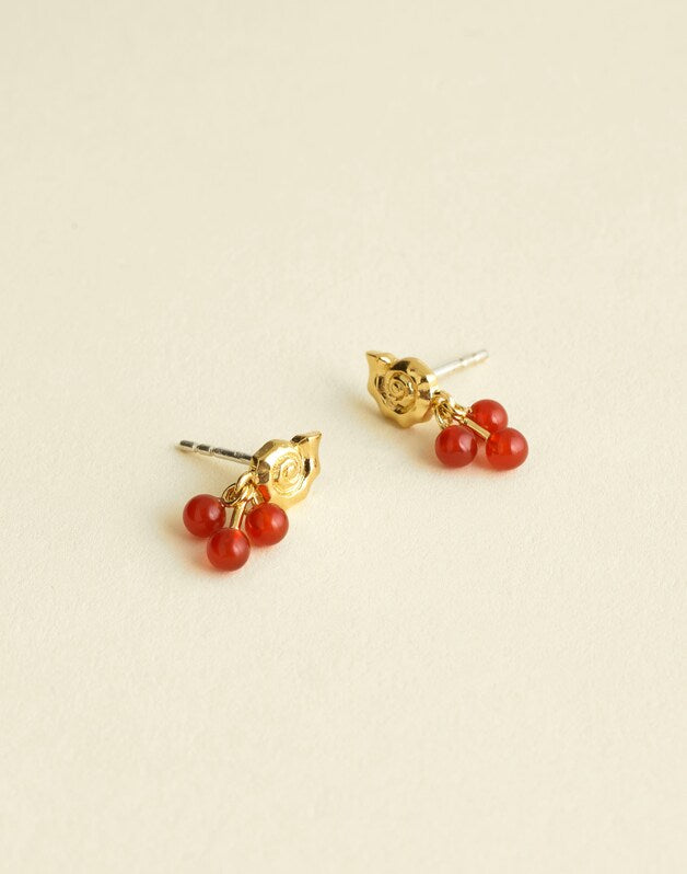 Demi-Fine Beaded Cluster Shell Stud Earrings 14K GOLD