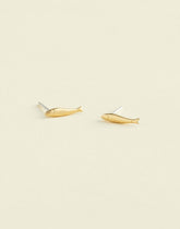 Demi-Fine Fish Stud Earrings 14K GOLD
