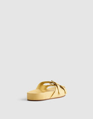 The Cambrea Double-Buckle Sandal in Leather YELLOW CLAY