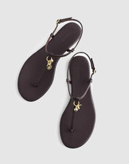 Madewell x Shopbop Iggy Charm T-Strap Sandal in Leather COFFEE BEAN