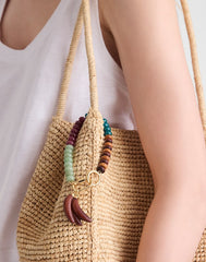 Wooden Banana Beaded Bag Charm ANTIQUE GOLD