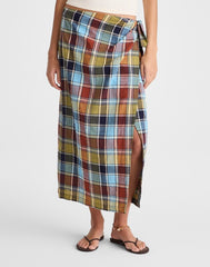 Midi Wrap Skirt in Poplin MULTI PLAID