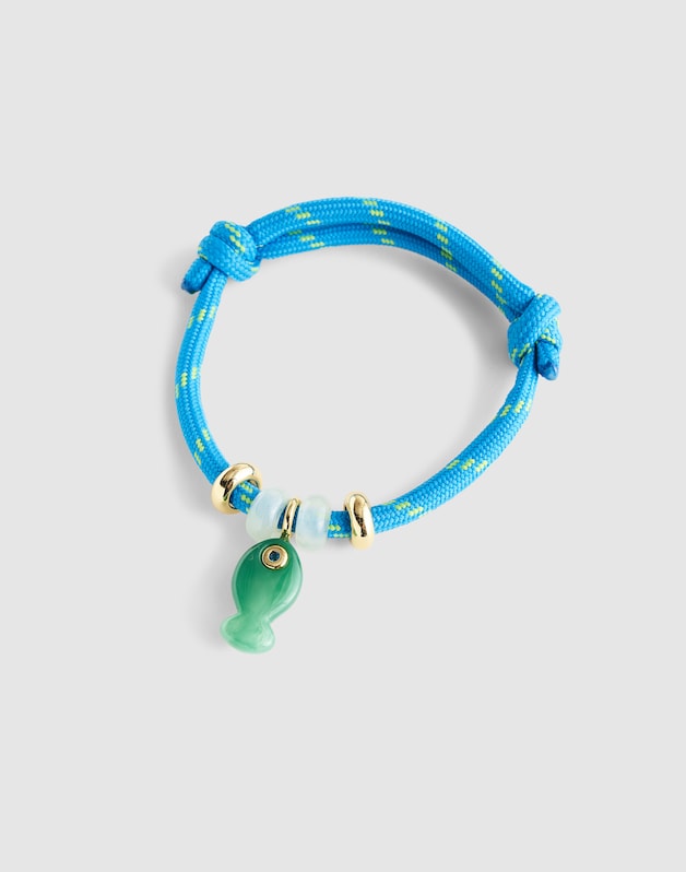 Semiprecious Paracord Charm Bracelet CLASSIC INDIGO
