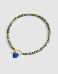 Semiprecious Beaded Carabiner Charm Necklace FADED IVY