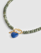 Semiprecious Beaded Carabiner Charm Necklace FADED IVY