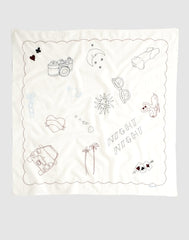 Embroidered Bandana in Cotton EMBROIDERED DIARY WHITE