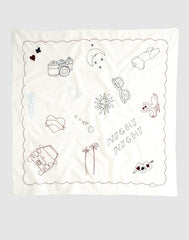 Embroidered Bandana in Cotton EMBROIDERED DIARY WHITE