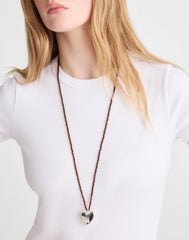Beaded Pendant Necklace WARM SILVER