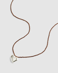 Beaded Pendant Necklace WARM SILVER