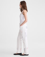 Embroidered Slim Boyfriend Jean TILE WHITE