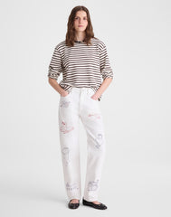 Embroidered Slim Boyfriend Jean TILE WHITE