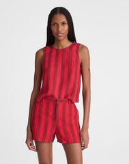 The Zoe Short in 100% Linen ENAMEL RED