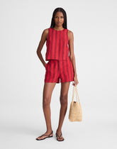 The Zoe Short in 100% Linen ENAMEL RED