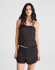 Ruffled Cami Top JET BLACK