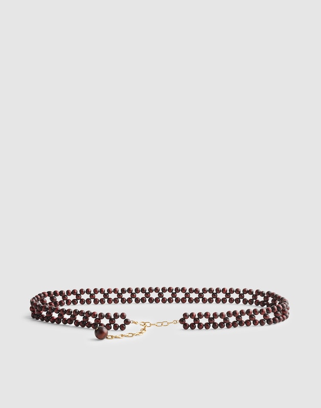 Wooden Bead Belt ANTIQUE GOLD
