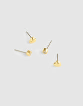 Heart Stud Earring Set WARM GOLD