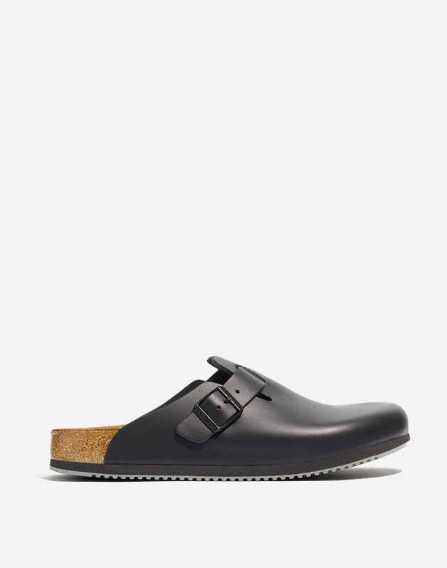 Birkenstock&reg; Boston Grip Leather Clogs BLACK