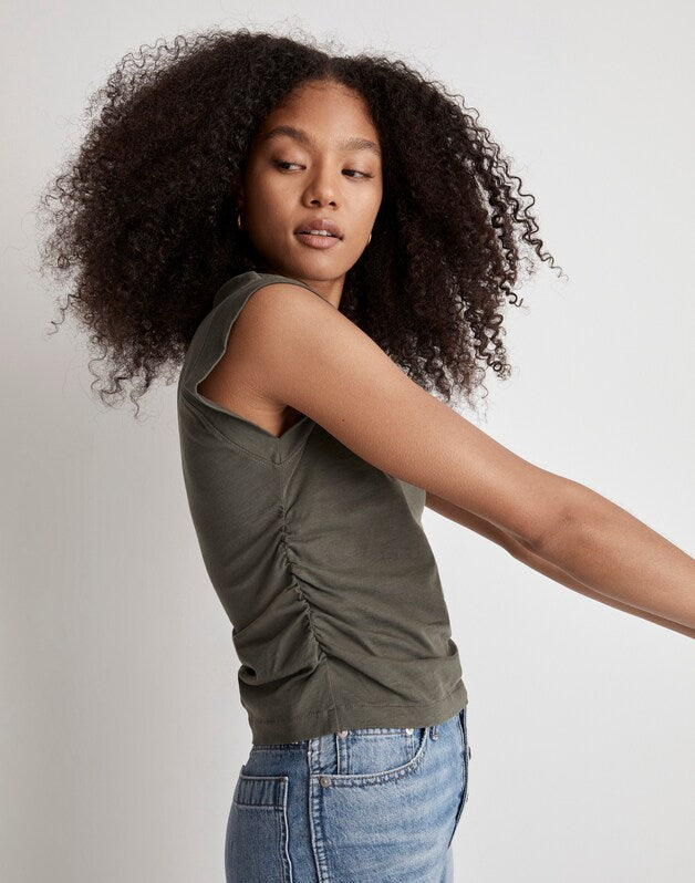 Side-Cinch Muscle Tee FORAGED GREEN