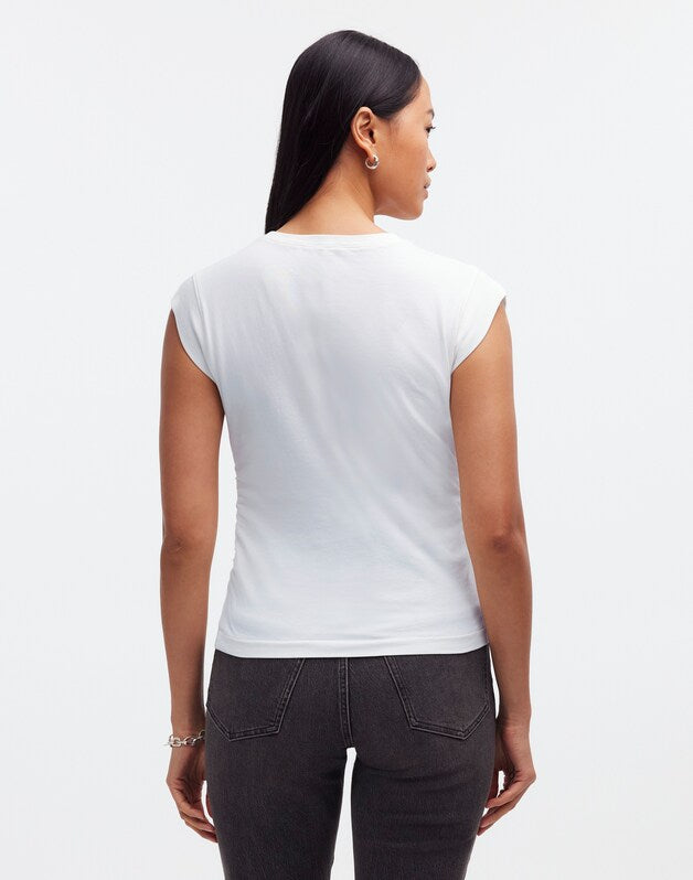 Side-Cinch Muscle Tee EYELET WHITE