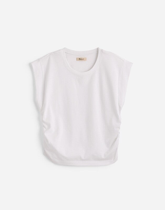 Side-Cinch Muscle Tee EYELET WHITE