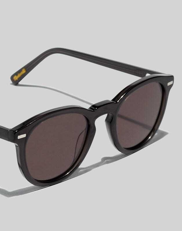 Round Acetate Sunglasses TRUE BLACK