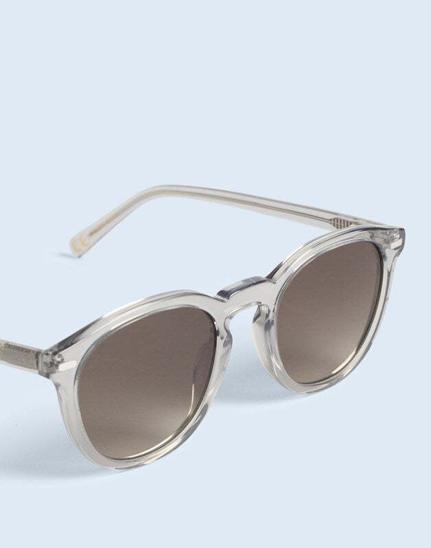 Round Acetate Sunglasses SILVER GRANITE