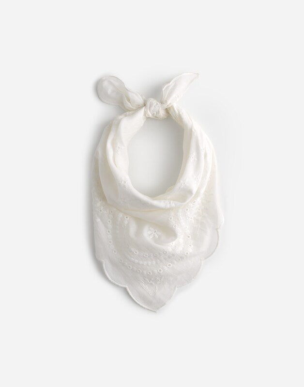 Organic Cotton Eyelet Bandana WHITE