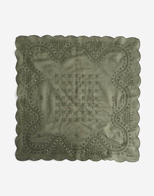Organic Cotton Eyelet Bandana FORAGED GREEN